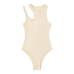 Ivory Ribbed Cut-out Bodysuit